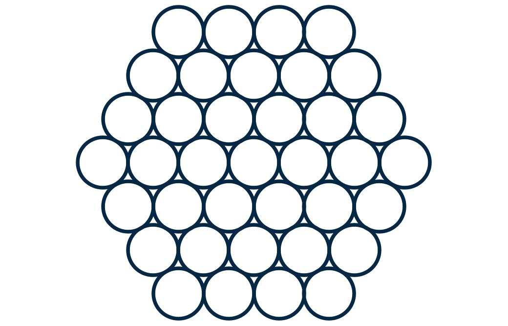 Circles packed hexagonally